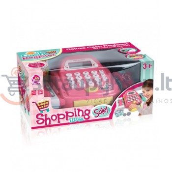 Žaislinis kasos aparatas su priedais rožinis